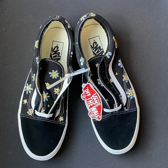 Vans Old Skool Trippy Grin Floral Black Men's Classic Skate Shoes - Picture 2 of 7